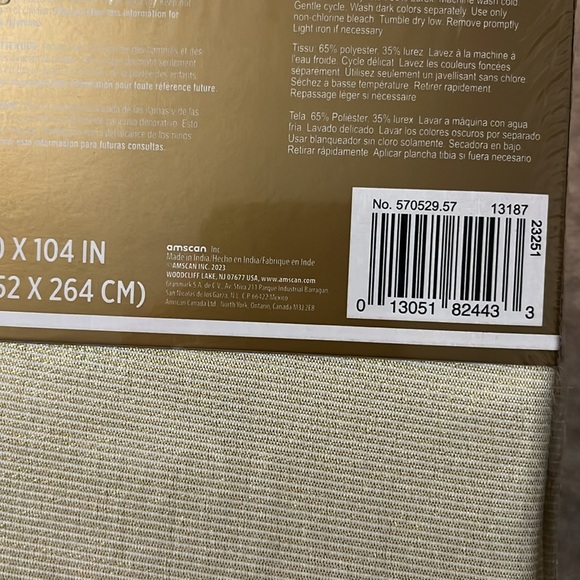 PARTY CITY || RECTANGULAR TABLECLOTH || METALLIC VANILLA CREAM FABRIC - Picture 7 of 7